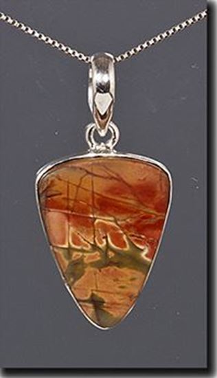 Chinese Red Creek Jasper Silver Pendant