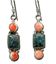 Chinese Turquoise & Pink Coral Silver Earrings