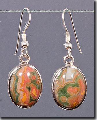 Silver earrings set with the gemstone Madagascar Ocean Jasper