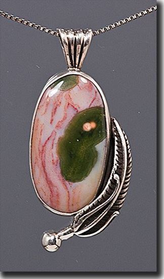 Silver Pendant set with the gemstone Madagascar Ocean Jasper