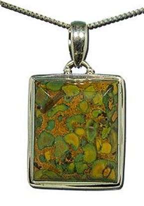 Green Yellow Jasper Silver Pendant