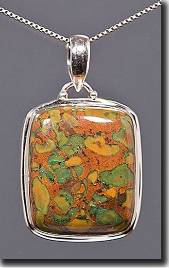 Green Yellow Jasper Silver Pendant