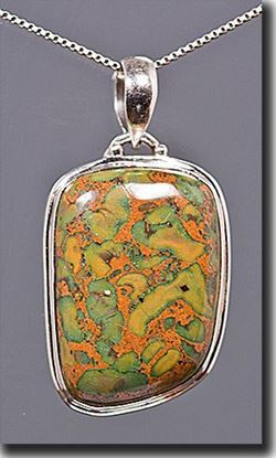 Green Yellow Jasper Silver Pendant