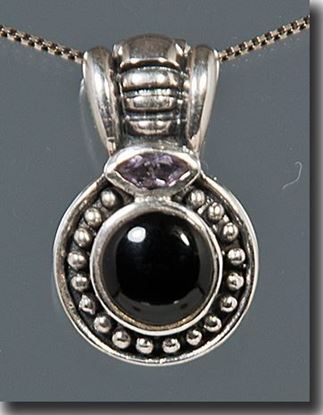 Black Onyx & Amethyst Sterling Pendant