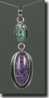 Charoite & TurquoiseSilver Pendant