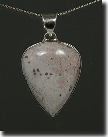 Silver pendant made with the gemstone Pink Cinnabar Common Opal