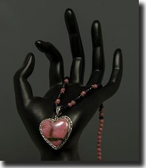 Rhodonite Sterling Heart Pendant & Beads