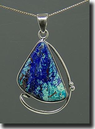 Chrysocolla & Azurite Silver Pendant