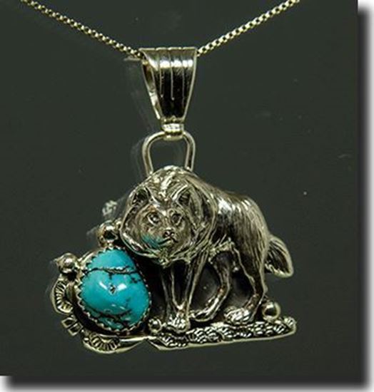 Navajo Turquoise Wolf pendant