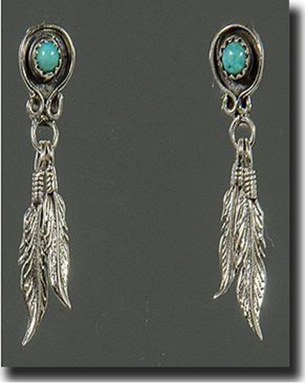 Turquoise & Feather Earrings