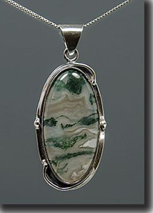 Horse Canyon Moss Agate Silver Pendant