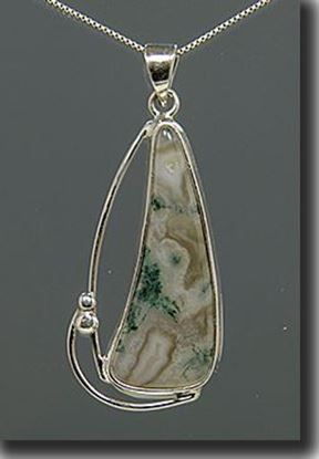 Horse Canyon Moss Agate Silver Pendant